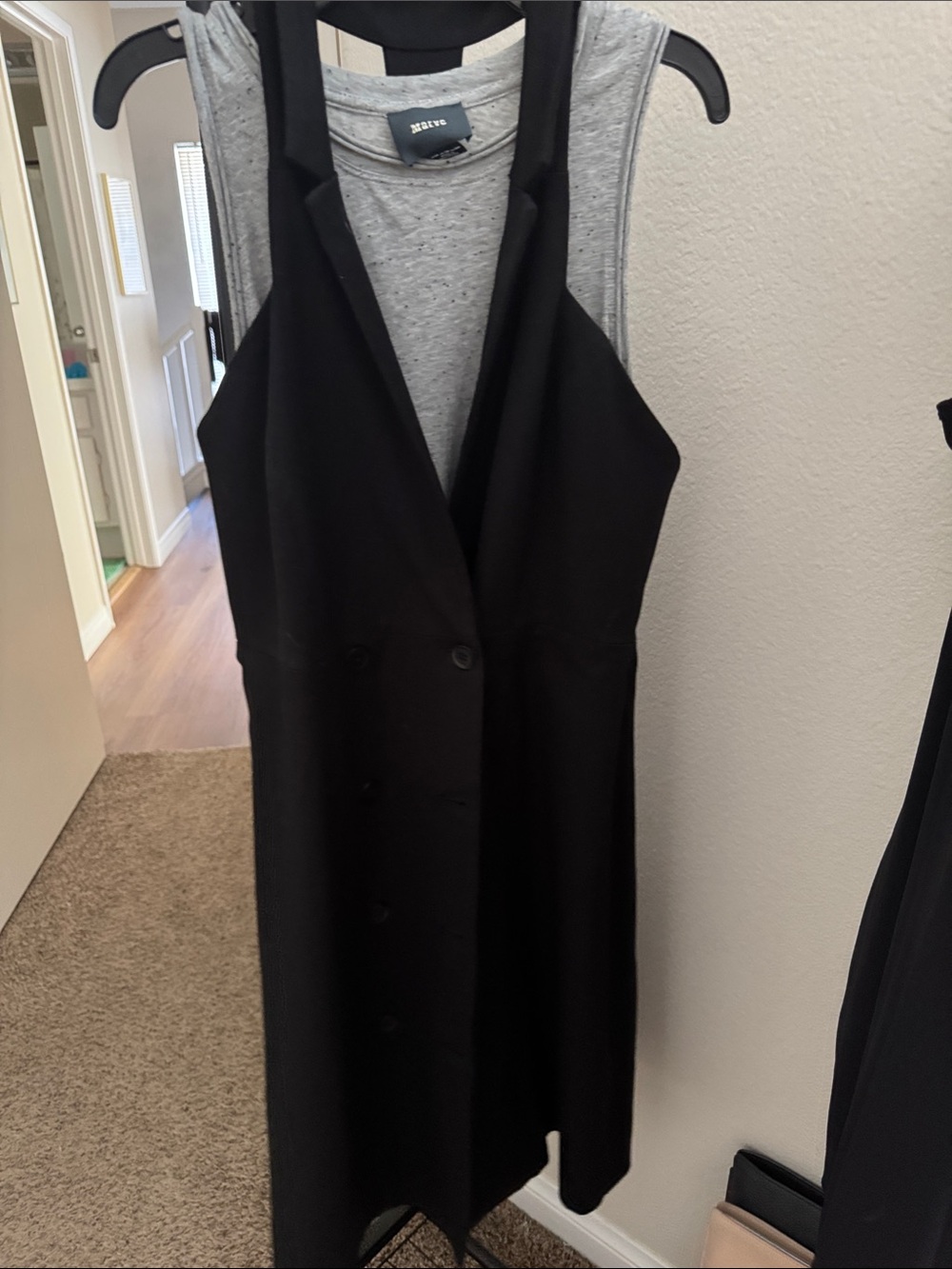 Maeve Black Sleeveless Midi Button-Front Dress